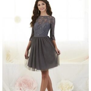 Charcoal formal lace and tulle dress